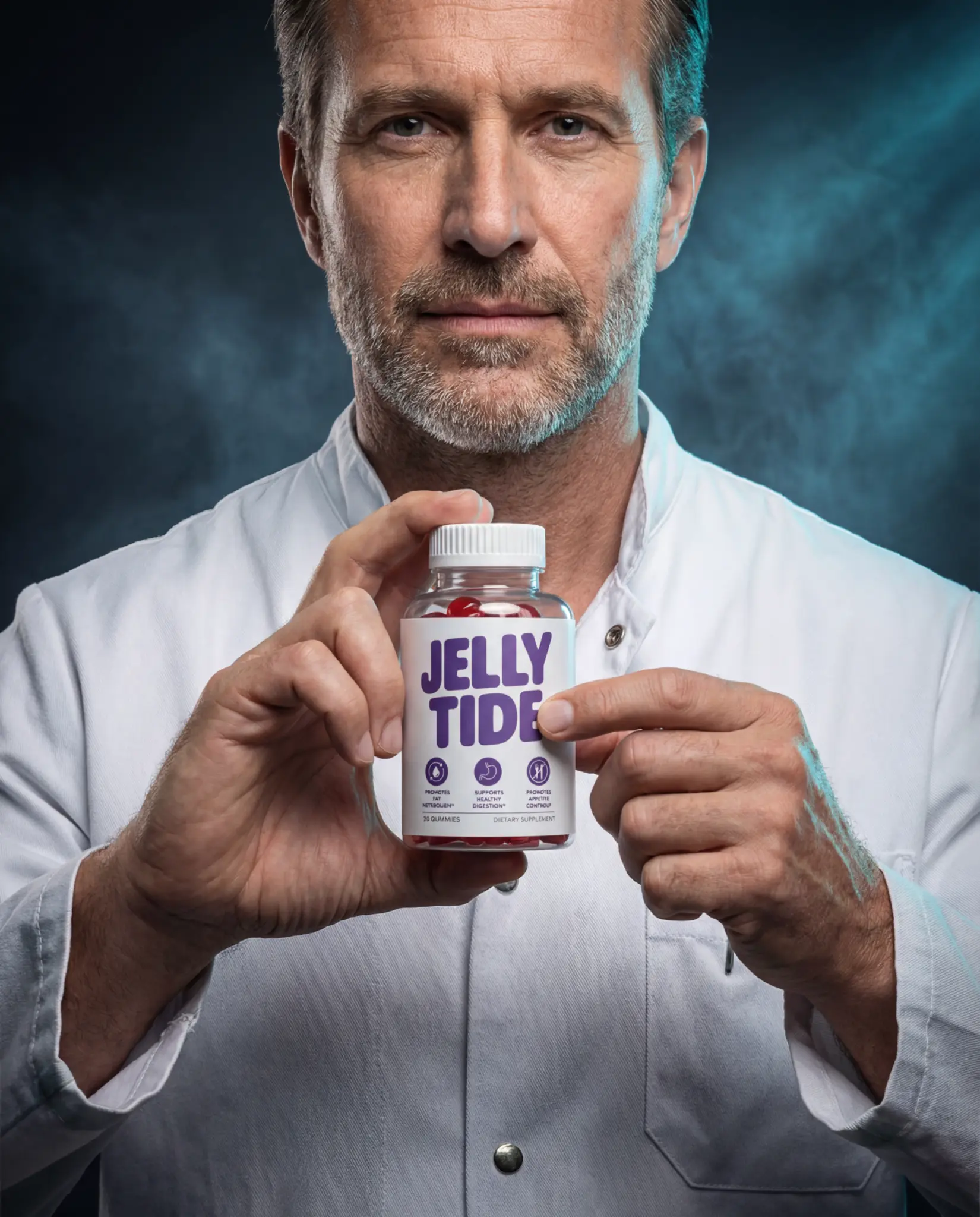 Close-up of a Jelly Tide weight loss gummy — plant-based daily fat-burning chewable